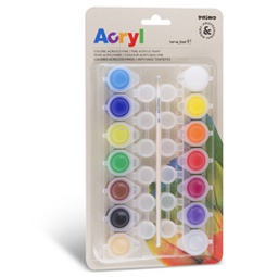 [82100] Colore acrilico fine 14 vasetti da 4,5ml colori assortiti Primo