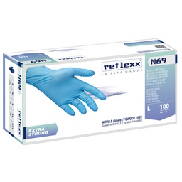 [96904] Conf 100 Guanti In Nitrile N69 taglia XL azzurri EXTRAstrong Reflexx