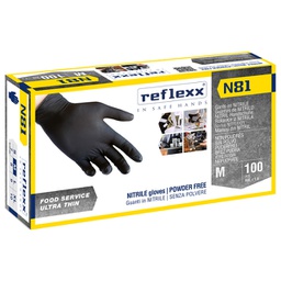 [96910] Conf 100 Guanti In Nitrile N81 taglia M neriReflexx