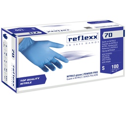 [96883] Conf 100 Guanti In Nitrile R70 tg S Senza Polvere azzurro Reflexx