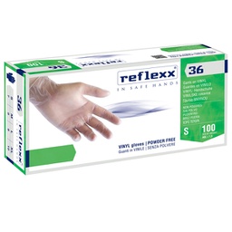 [96931] Conf 100 Guanti In vinile s/polvere R36 taglia XL bianchi Reflexx