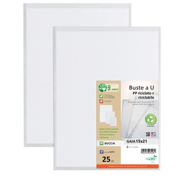 [94534] Conf 25 Buste a U in PP riciclato 15X21cm GAIA Sei rota
