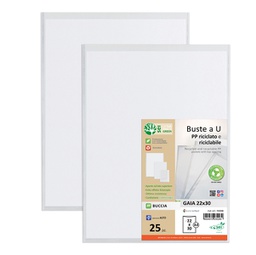 [94536] Conf 25 Buste a U in PP riciclato 22x30cm GAIA Sei rota