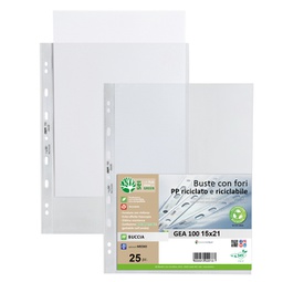 [94528] Conf 25 Buste forate in PP riciclato buccia medium 15X21cm GEA 100 Sei rota
