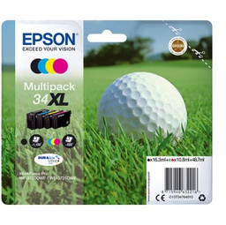 [EPST34764010] CONF. 4 CARTUCCE INK MULTIPACK 1 PER COLORE 34XL PALLINA DA GOLF