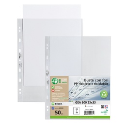 [94533] Conf 50 Buste forate in PP riciclato buccia medium 23X33cm GEA 100 Sei rota