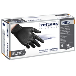 [96898] Conf 50 Guanti In Nitrile N85B nero tg L ultra resistenti Reflexx
