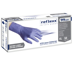 [96891] Conf 50 Guanti In Nitrile R99 tg XL ultra resist manic. lunga indaco Reflexx