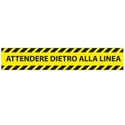 [90445] Conf. 5 adesivi da terra L45xH8cm ''ATTENDERE DIETRO LA LINEA''