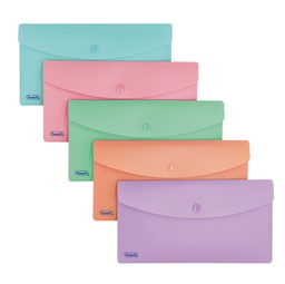 [94512] Conf 5 buste c/bottone col. Ass PASTEL in PP 9,9x21cm colori ass. Favorit