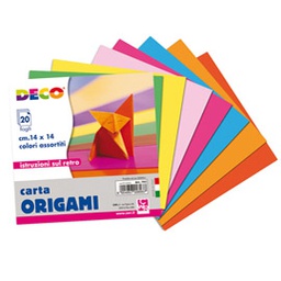 [86067] Confezione 20 fogli carta per origami 14x14cm colori assortiti DECO