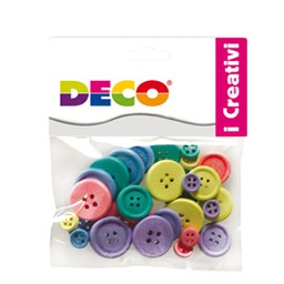 [86080] Confezione 30 bottoni in legno colori pastello DECO