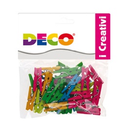 [86076] Confezione 45 mollettine in legno 25mm colori neon DECO