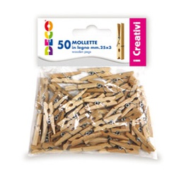 [86075] Confezione 50 mollettine in legno 25mm colore naturale DECO