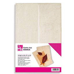 [89145] Confezione da 10 fogli carta riso GR 25 50x70cm bianco CWR