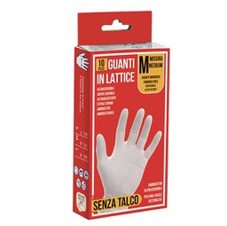 [92910] CONFEZIONE DA 10 GUANTI MONOUSO IN LATTICE S/TALCO TG. M