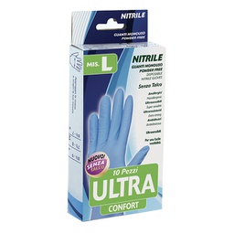 [92909] CONFEZIONE DA 10 GUANTI MONOUSO IN NITRILE TG. L BLU