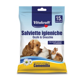 [91995] Confezione da 15 salviette igieniche occhi e orecchie cani gatti e roditori