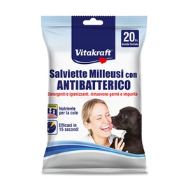 [91994] Confezione da 20 salviette milleusi con antibatterico x cani gatti e roditori