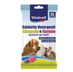 [91993] Confezione da 30 salviette citronella e geranio per cani, gatti e roditori