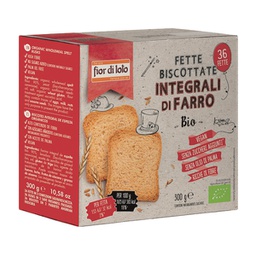 [96836] Confezione da 36 fette biscottate integrali al farro - 300gr - Fior di Loto