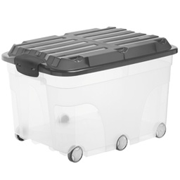 [79675] CONTENITORE Compact con RUOTE 57Lt con COPERCHIO NERO
