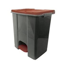 [97427] Contenitore mobile a pedale in plastica riciclata Ecoconti 60lt grigio marrone
