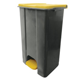 [97431] Contenitore mobile a pedale in plastica riciclata Ecoconti 80lt grigio e giallo