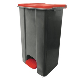 [97432] Contenitore mobile a pedale in plastica riciclata Ecoconti 80lt grigio e rosso