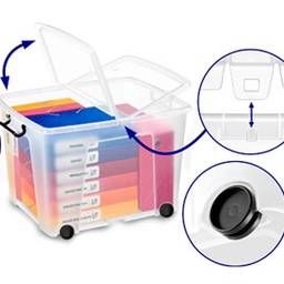 [64595] CONTENITORE MULTIUSO C/COPERCHIO E RUOTE L58x P48x H41cm - 75LT STRATA