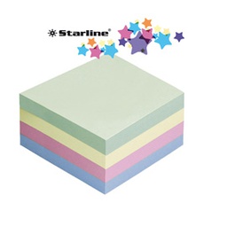[STL2525] CUBO BIGLIETTI ADESIVI ASSORT.TENUE 75X75mm 400fg 70gr Starline