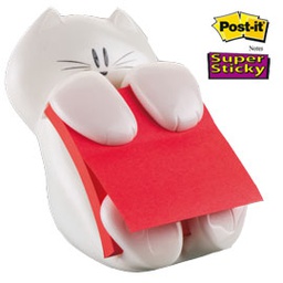 [71252] DISPENSER GATTO + RICARICA Post-itÂ® Super Sticky Z-Notes 76x76mm ROSSO RUBINO