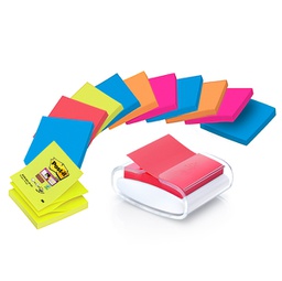 [95335] DISPENSER PRO +12 ricarche Post-it  Super Sticky Z-Notes colori ass. 76x76mm