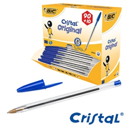 [64365] Dispenser value pack 90+10 penna sfera CRISTAL® medio 1,0mm blu BIC®