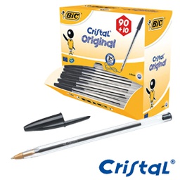 [64364] Dispenser value pack 90+10 penna sfera CRISTALÂ® medio 1,0mm nero BICÂ®