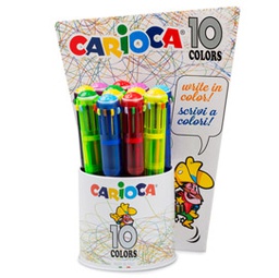 [82596] Display 12 penne a sfera automatica 10 Colori colori fluo assortiti Carioca