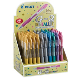 [94029] Display 60pz roller gel scatto G-2 0,7mm colori assortiti metallic Pilot