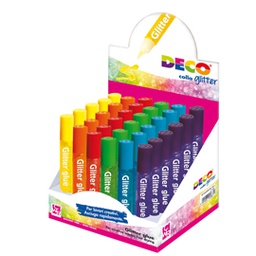 [82422] Display colla glitter 30 penne 10,5ml colori assortiti pastello DECO