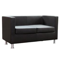 [93893] Divano 2 posti Pragma PR2 in similpelle nero con braccioli inclusi