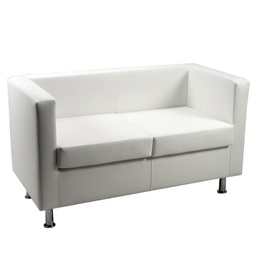 [95953] Divano 2 posti Pragma PR2 in similpelle bianco con braccioli inclusi