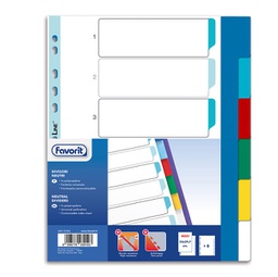 [89339] Divisori neturi PP A4 maxi 6 tacche col. Ass. Favorit