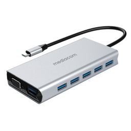 [95744] Docking station USB-C multiporta 2HDMI, 5USB 3, RJ45, VGA, Card reader Mediacom