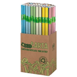 [95083] Espositore 50 rotoli carta regalo 2mt x 70cm fantasie righe e pois Rex Sadoch