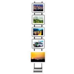 [80427] ESPOSITORE LED da TERRA H200cm con 4 CORNICI A4 + 1 A3 ORIZ.Freestanding LEDMAG