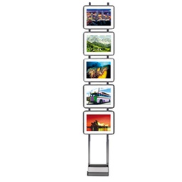 [80425] ESPOSITORE LED da TERRA H200cm con 5 CORNICI A4 Freestanding LEDMAG