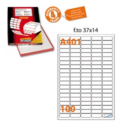 [48888] Etichetta adesiva A/401 bianca 100fg A4 37x14mm (100eti/fg Markin