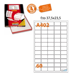 [47026] Etichetta adesiva A/402 bianca 100fg A4 37,5X23,5mm (60eti/fg) Markin