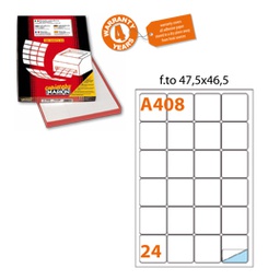 [49064] Etichetta adesiva A/408 bianca 100fg A4 47,5X46,5mm (24eti/fg) Markin