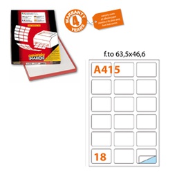 [32447] Etichetta adesiva A/415 bianca 100fg A4 63,5X46,6mm (18eti/fg) Markin