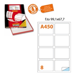 [44870] Etichetta adesiva A/450 bianca 100fg A4 99,1x67,7mm (8et/fg Markin